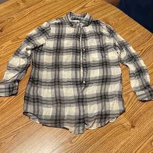 Babaton Black and Cream Plaid Button Down Shirt